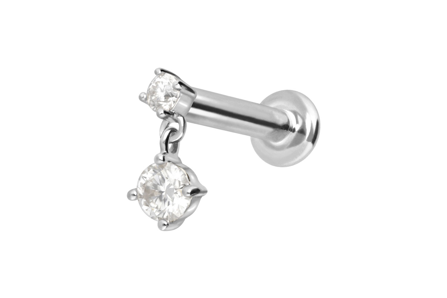 14 Karat Gold Labret Piercing mit Push Fit 2 MOISSANITE